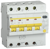 Выключатель автоматический дифференциальный АД14S 4п 40А C 100мА тип AC (5 мод) | код. MAD13-4-040-C-100 | IEK 
